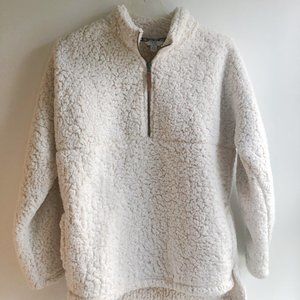 Cream Fuzzy Quarter Zip Pullover